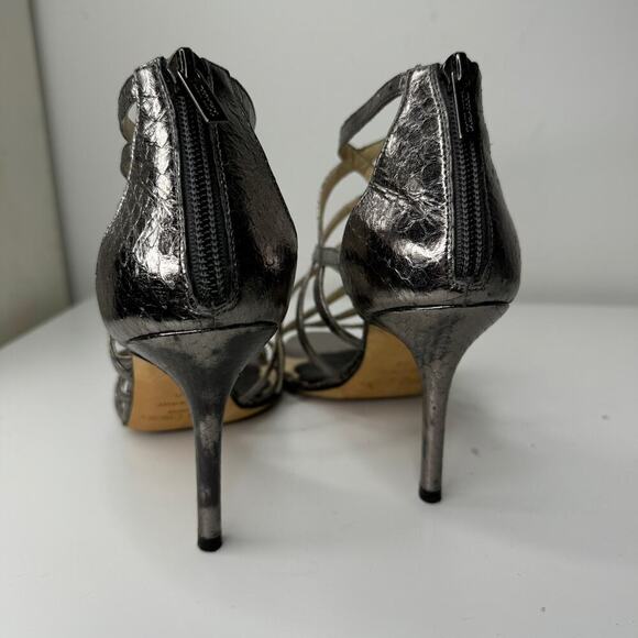 Jimmy Choo Cage Strappy Silver Snake Print Heels 36 - Picture 10 of 12